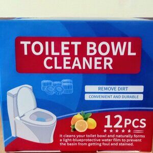 12 Bleach Toilet Bowl Cleaner Stain Remover Blue Tab-Tablet Flush Tank